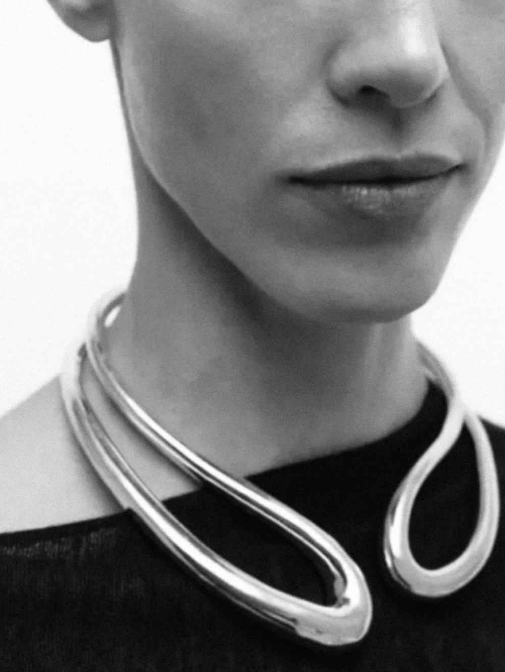 New! Silver Collar Necklace | Geometric Statement Choker Chunky 1020 | NWOT